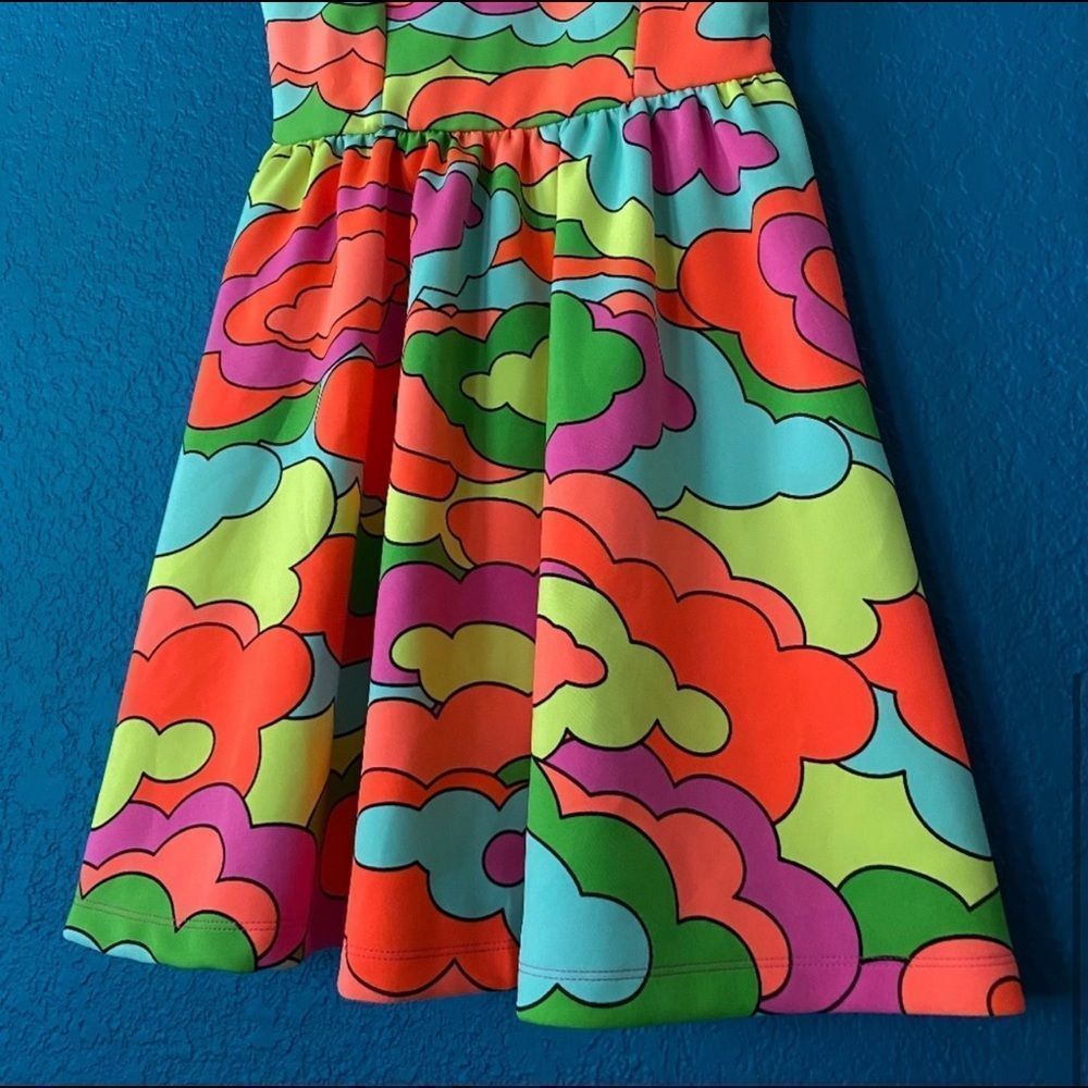L'Amour Neon Cloud Print Sleeveless Mini Dress - Pink, Orange, Green, Blue - Picture 6 of 8